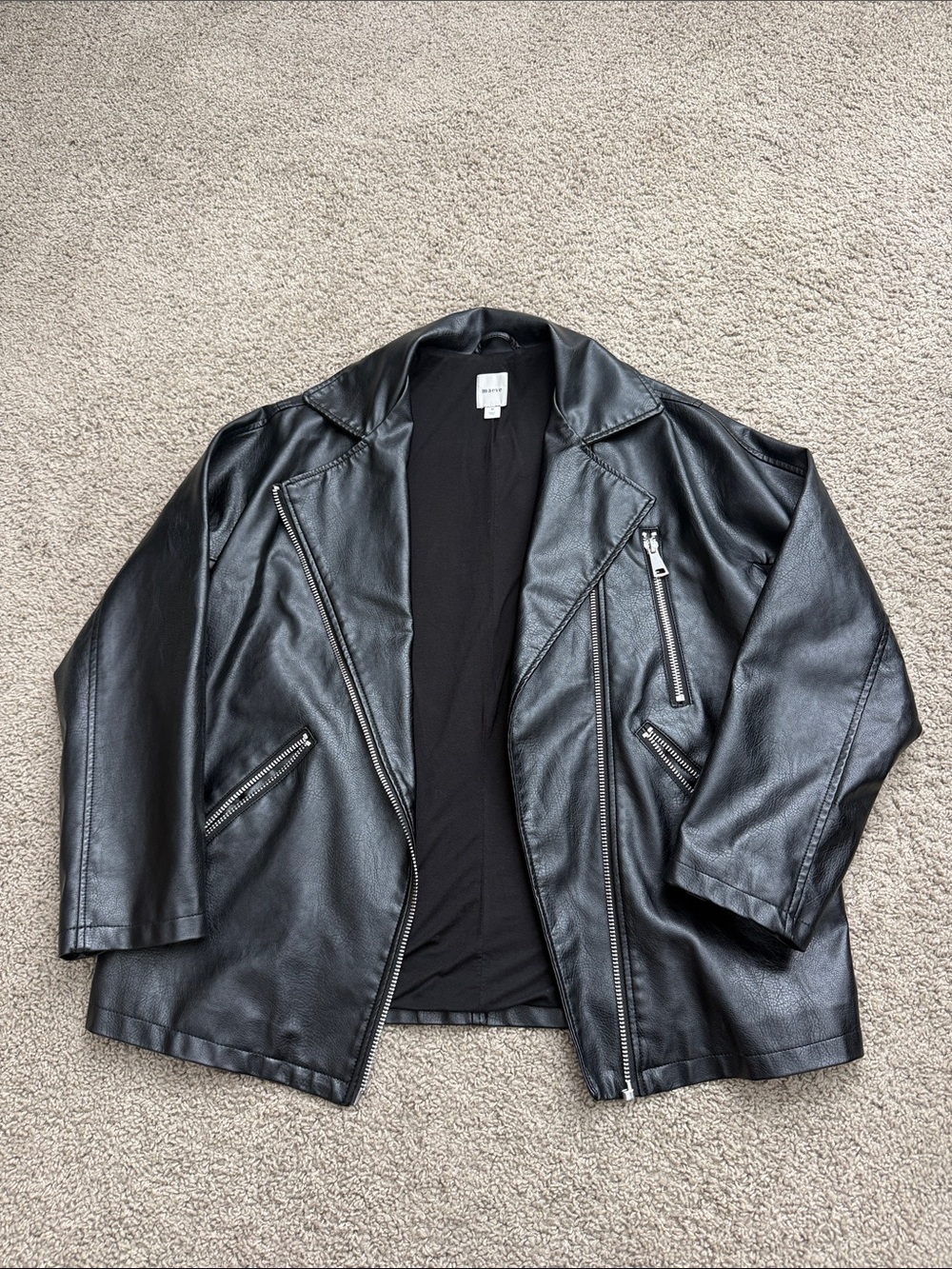 Maeve Black Faux Leather Moto Jacket